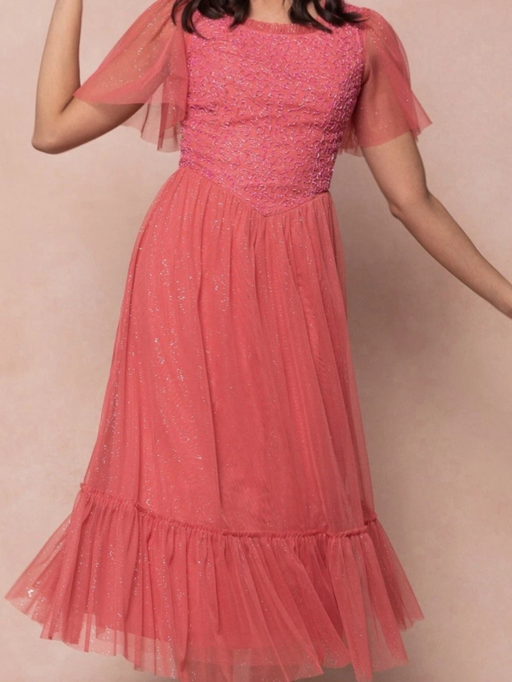 Ivy City 22W Dulce Dress Beaded Bodice Sparkly Tulle Fairy Pink NWT